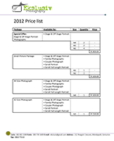 Ekslusiv Photography 2012 Price List